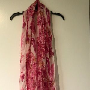 Pink and Red paisley silk scarf